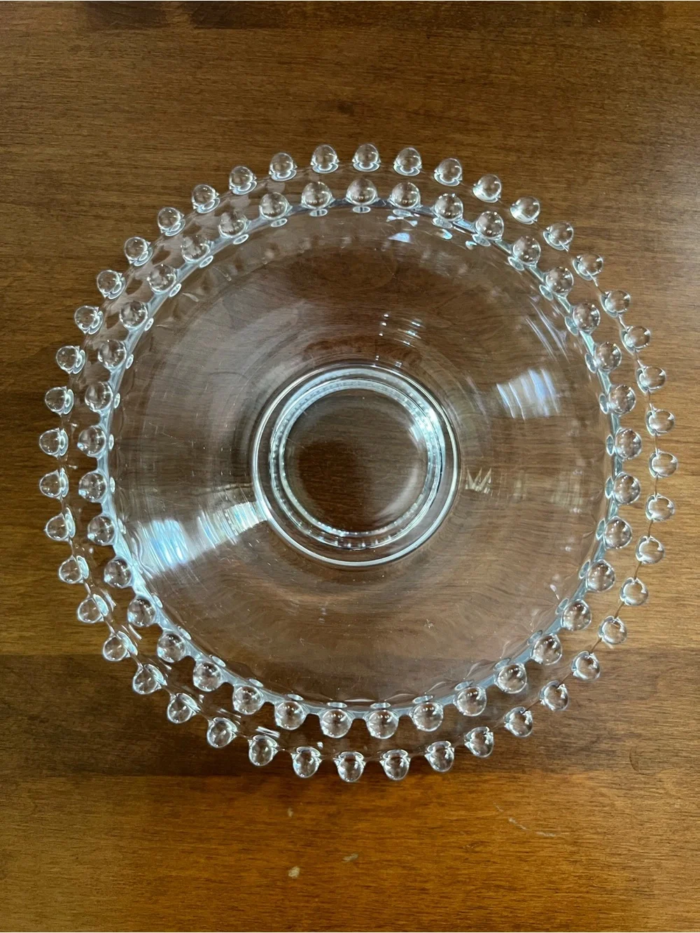 Vintage imperial Glass Beaded Bowl with Plate Set